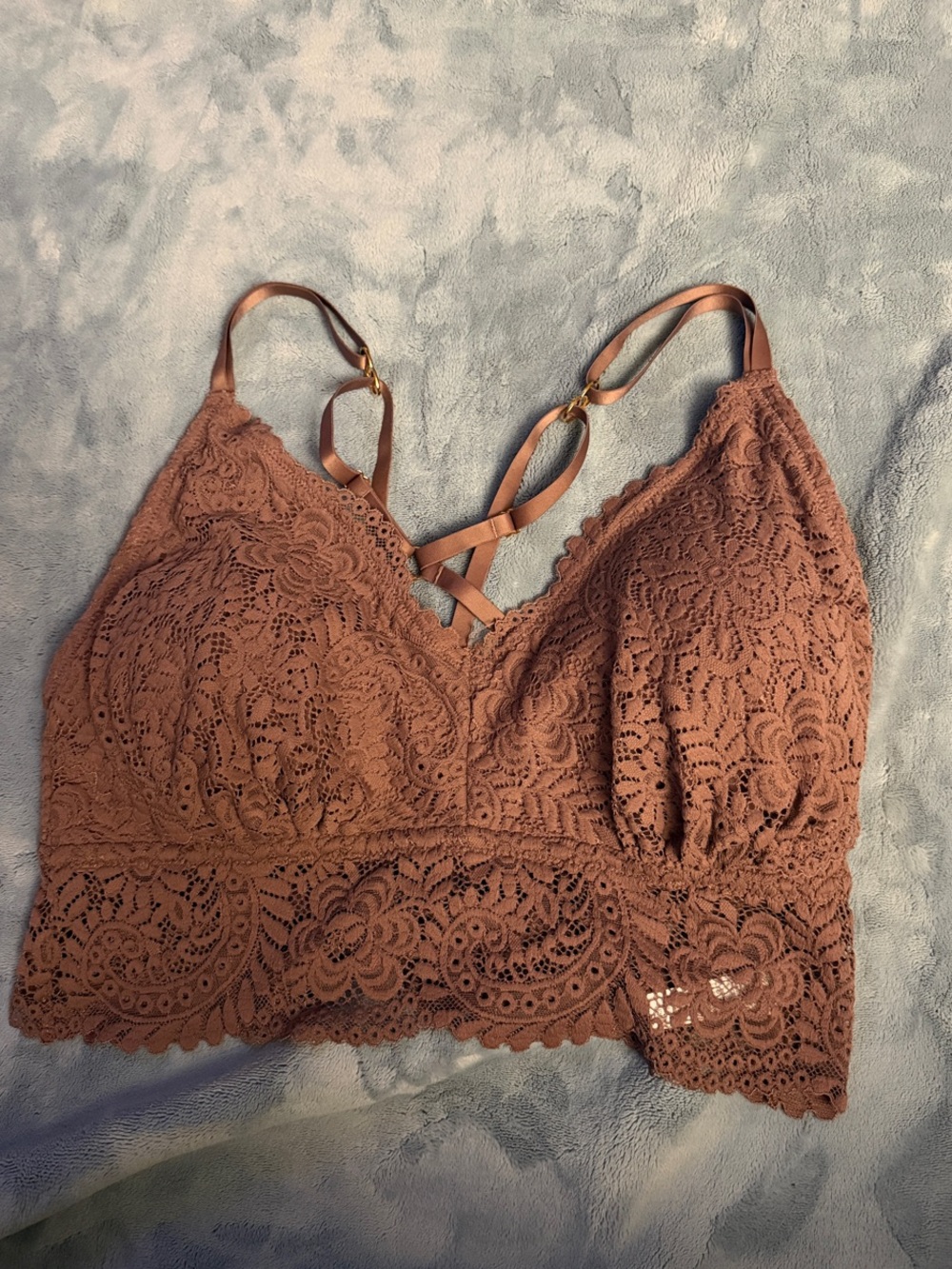 Aerie Lace Bralette with Strappy Detail - Mauve